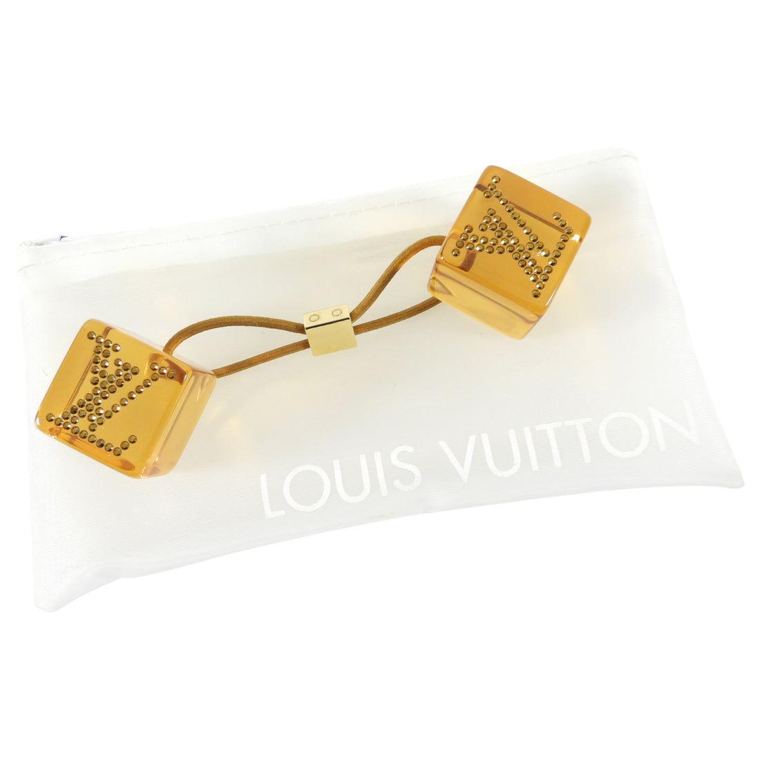 Louis Vuitton Acrylic Rhinestone Cube Hair Ties Set