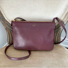 Celine Small Burgundy Leather Trio Crossbody Bag