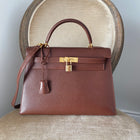 Hermes Vintage 1992 Marron Fonce Kelly 32 Sellier Courcheval Leather GHW