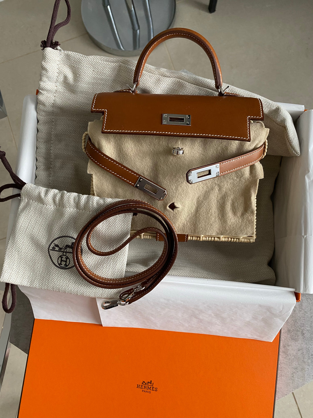 Hermes Kelly Picnic Mini 20cm Barenia and Osier Wicker Bag – I MISS YOU ...