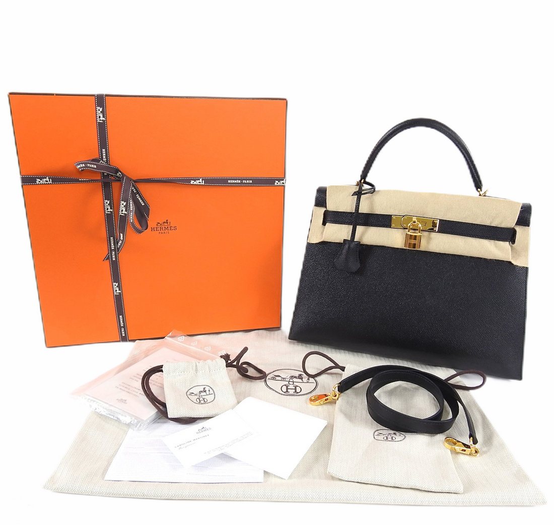 Hermès Kelly 32 Epsom Black GHW ○ Labellov ○ Buy and Sell Authentic Luxury