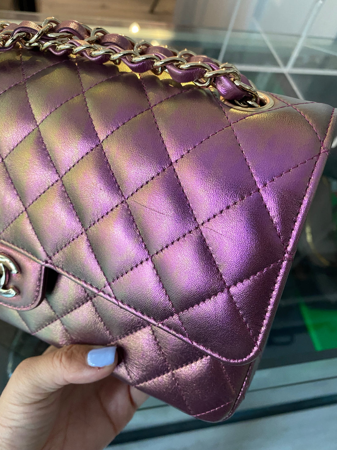 Chanel 17K Iridescent Gabrielle Medium Backpack Purple Quilted