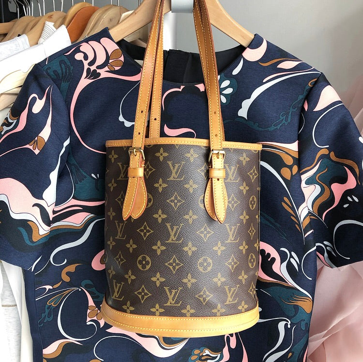 Louis Vuitton Monogram Petit Bucket Small Tote Bag