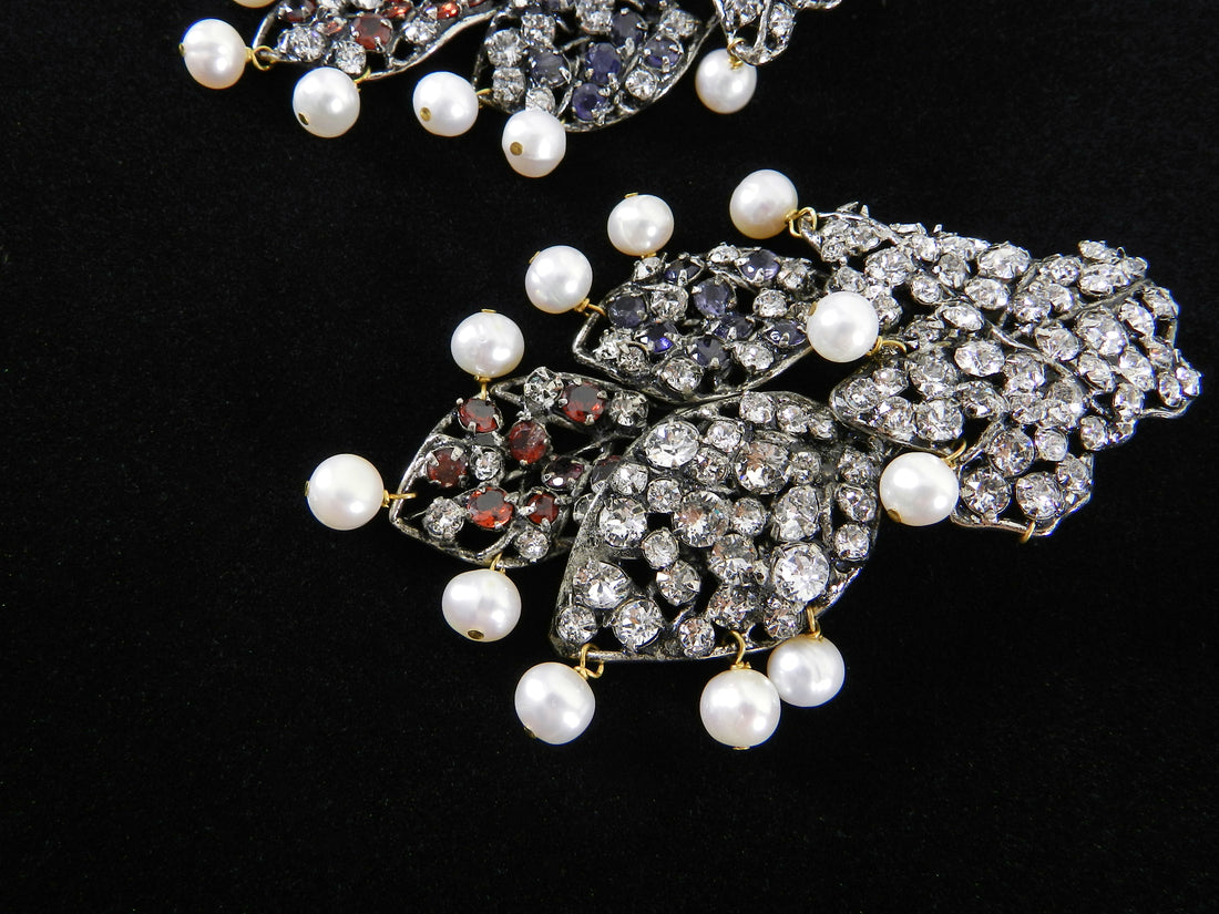 Iradj Moini Crystal and Pearl Segmented Statement Earrings