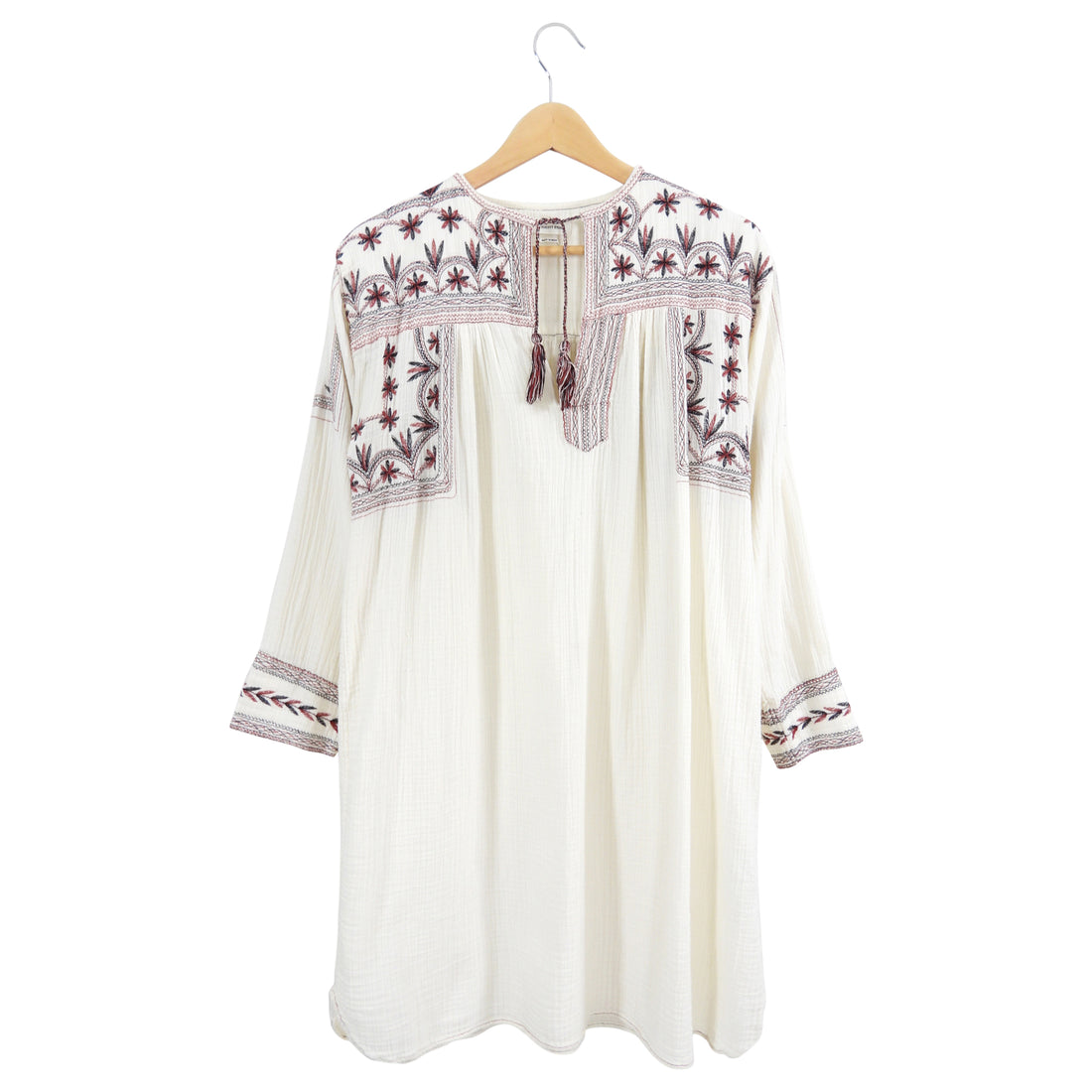 Isabel Marant Etoile Ivory Boho Embroidered Smock Dress