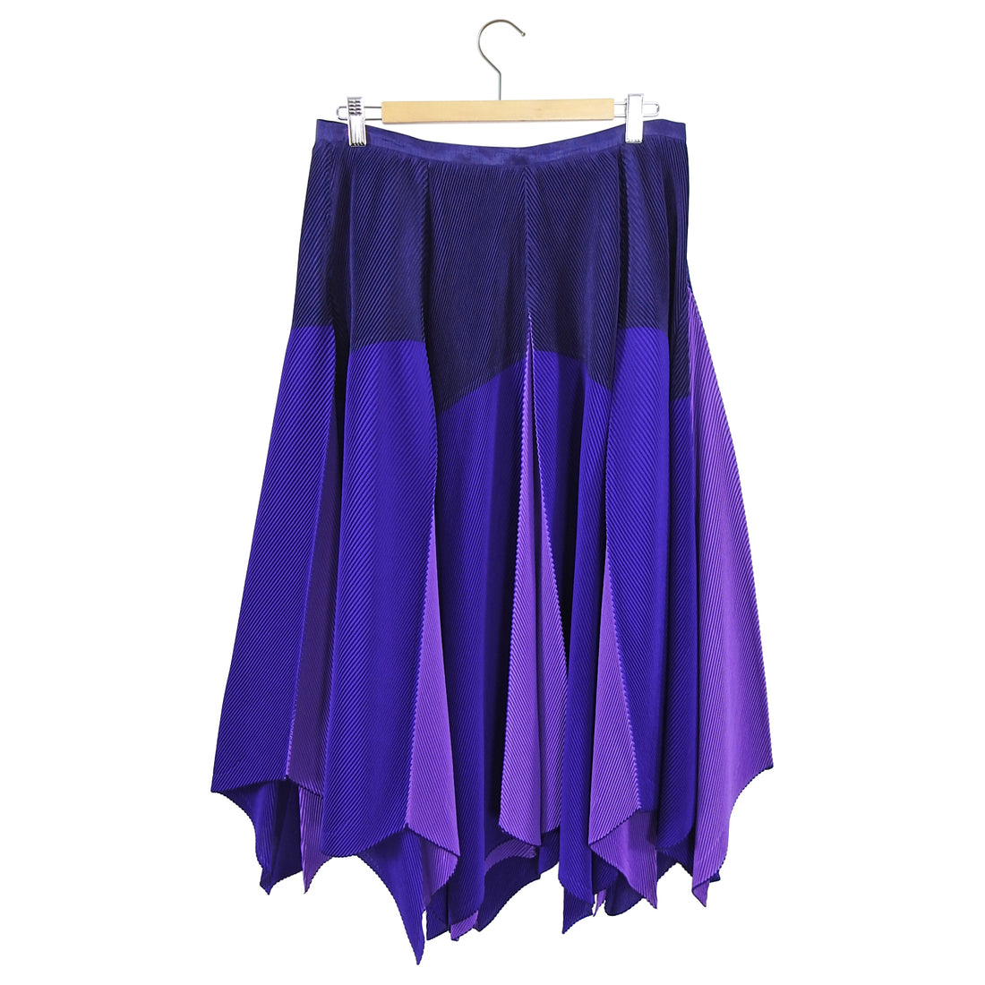 Issey Miyake Fete Purple Pleat Asymmetrical Hem Skirt - L / XL