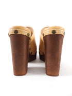 Jacquemus Tan and Wood Platform Clog Shoes - USA 8