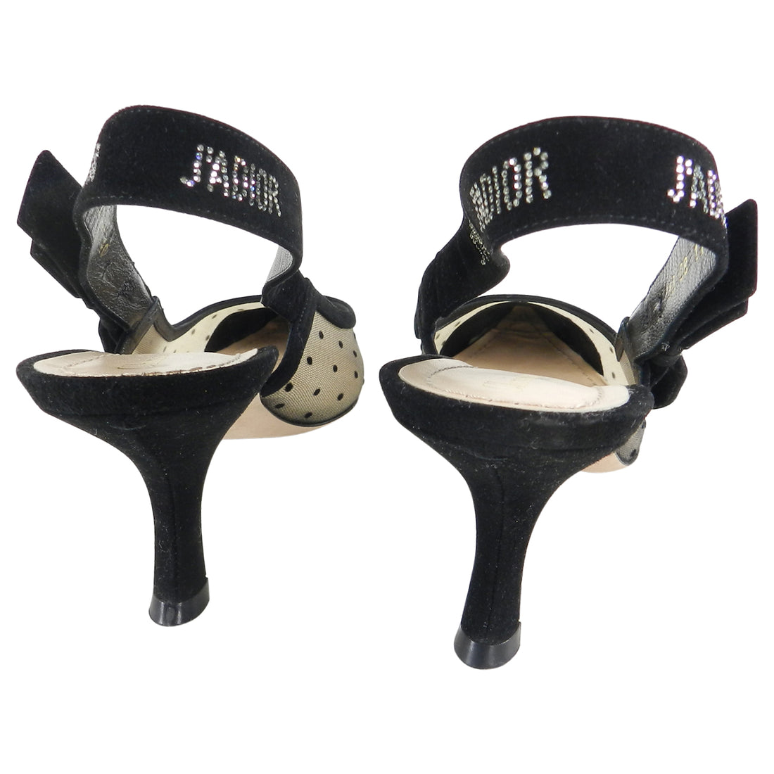 Dior J’Adior Limited Edition Crystal Dotted Mesh Slingback Heels - 40