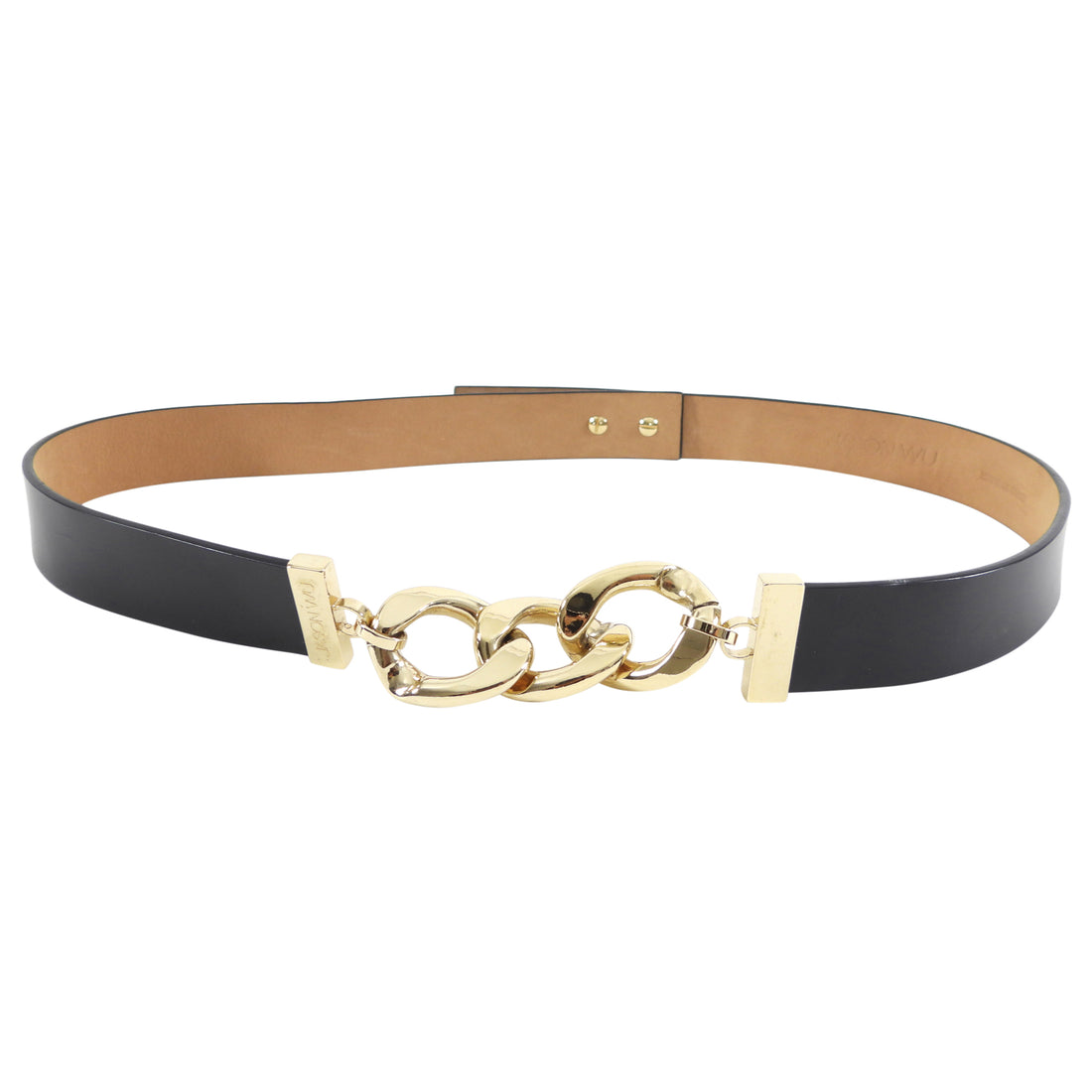 Jason Wu Black Leather and Gold Chain Belt - 32-35” (L)