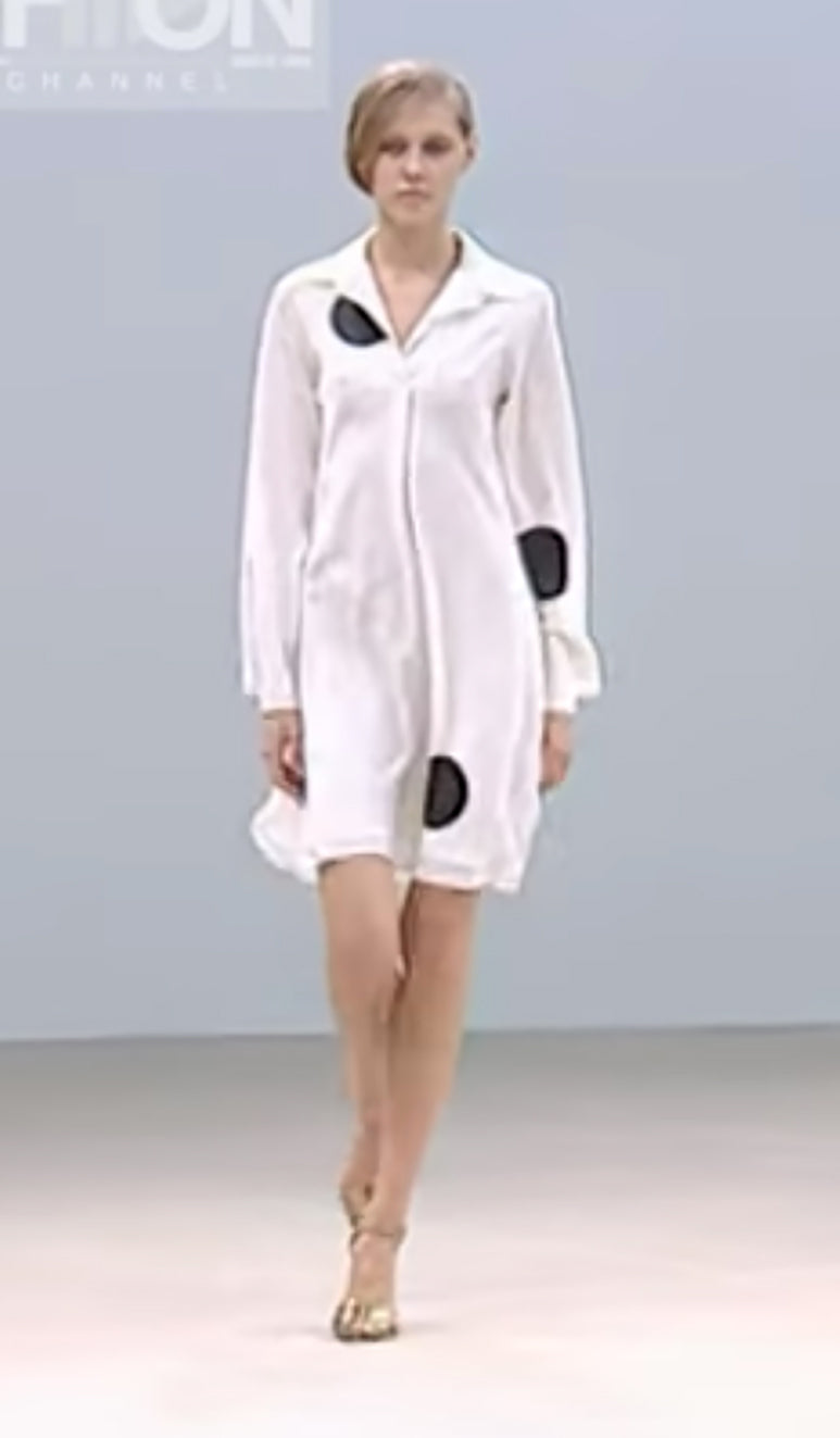 Jil Sander Fall 2000 Ivory Silk bias Dress with Grey and Black Dots - 4