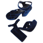 Jil Sander Navy Velvet Chunky Platform Sandals - 38 