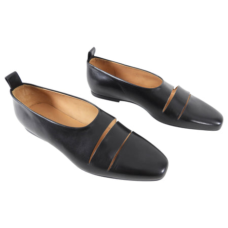 Jil Sander Black Leather Slip on Flats - 36