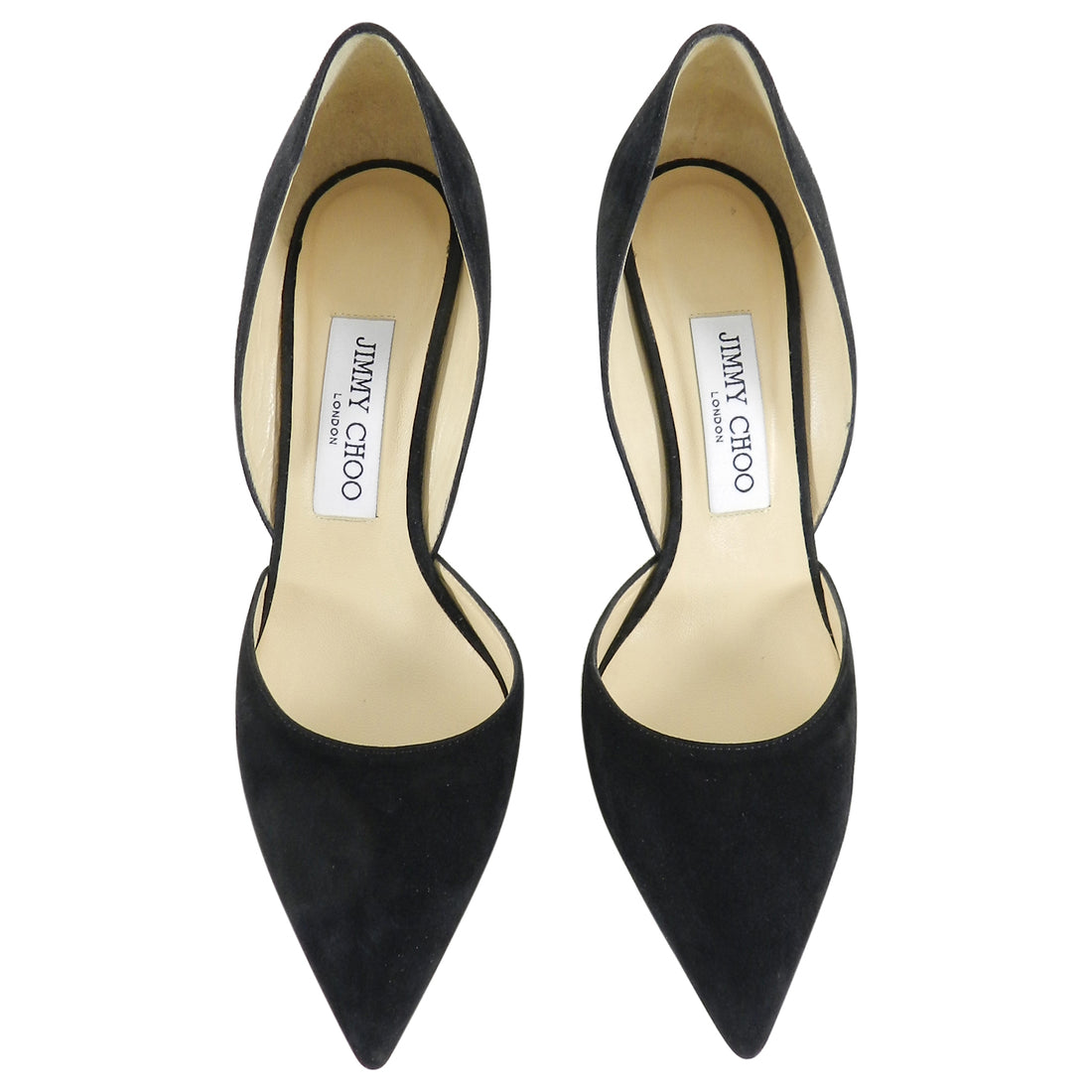 Jimmy Choo Black Suede Pumps with Gold Heel - 36.5