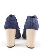 Jimmy Choo Denim Lace Up Wood Heel Sandals - 38.5