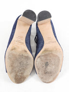 Jimmy Choo Denim Lace Up Wood Heel Sandals - 38.5