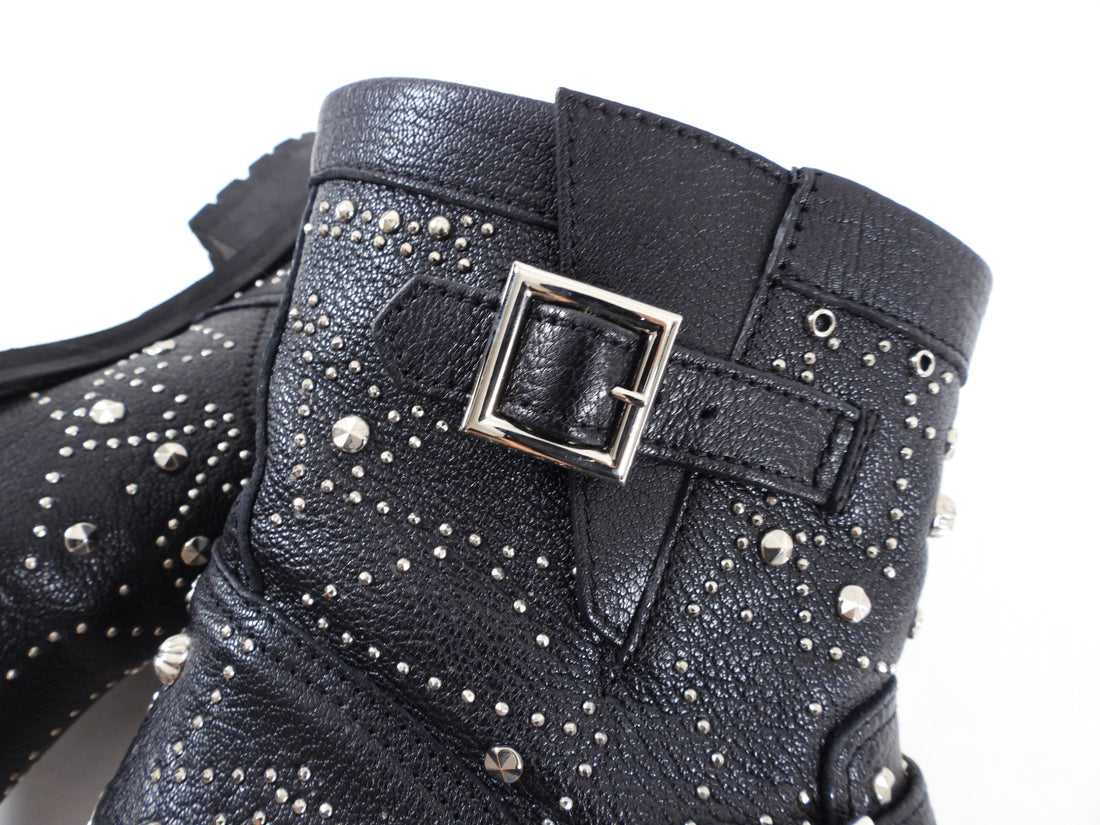 Jimmy Choo Youth Star Black Stud Moto Boots - 39 / 9