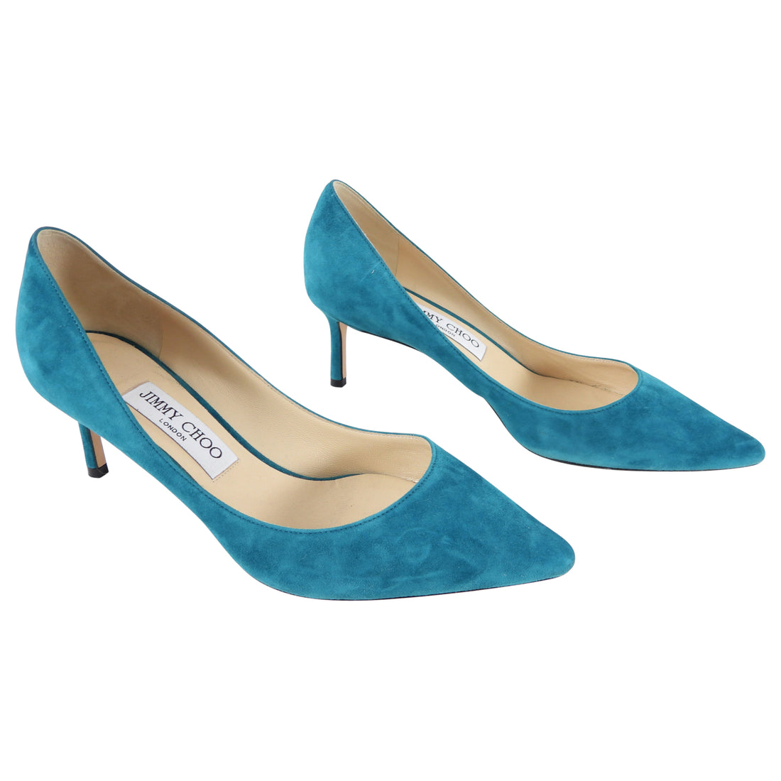 Jimmy Choo Turquoise Blue Suede Romi 60 Pumps - 37.5