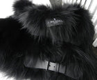 J. Mendel Black Fur Cape Jacket with Leather Buckles