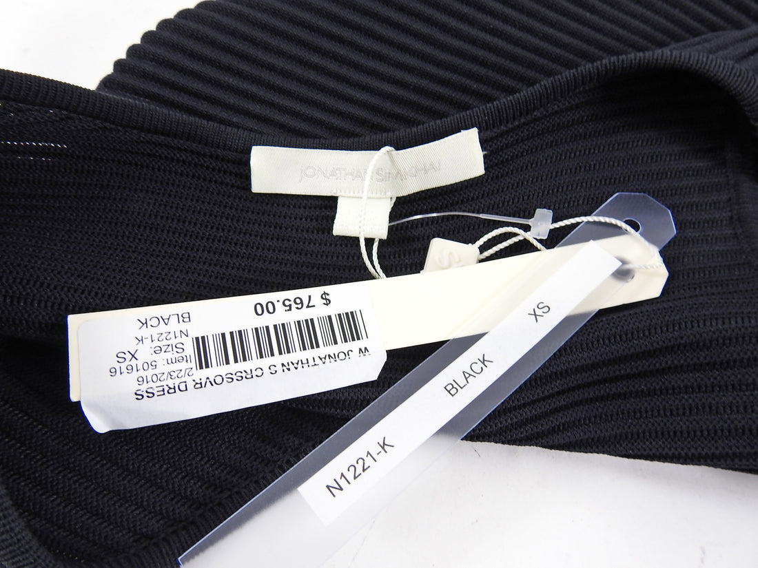 Jonathan Simkhai Black Cut Our Wrap Top Knit Dress - XS / 0