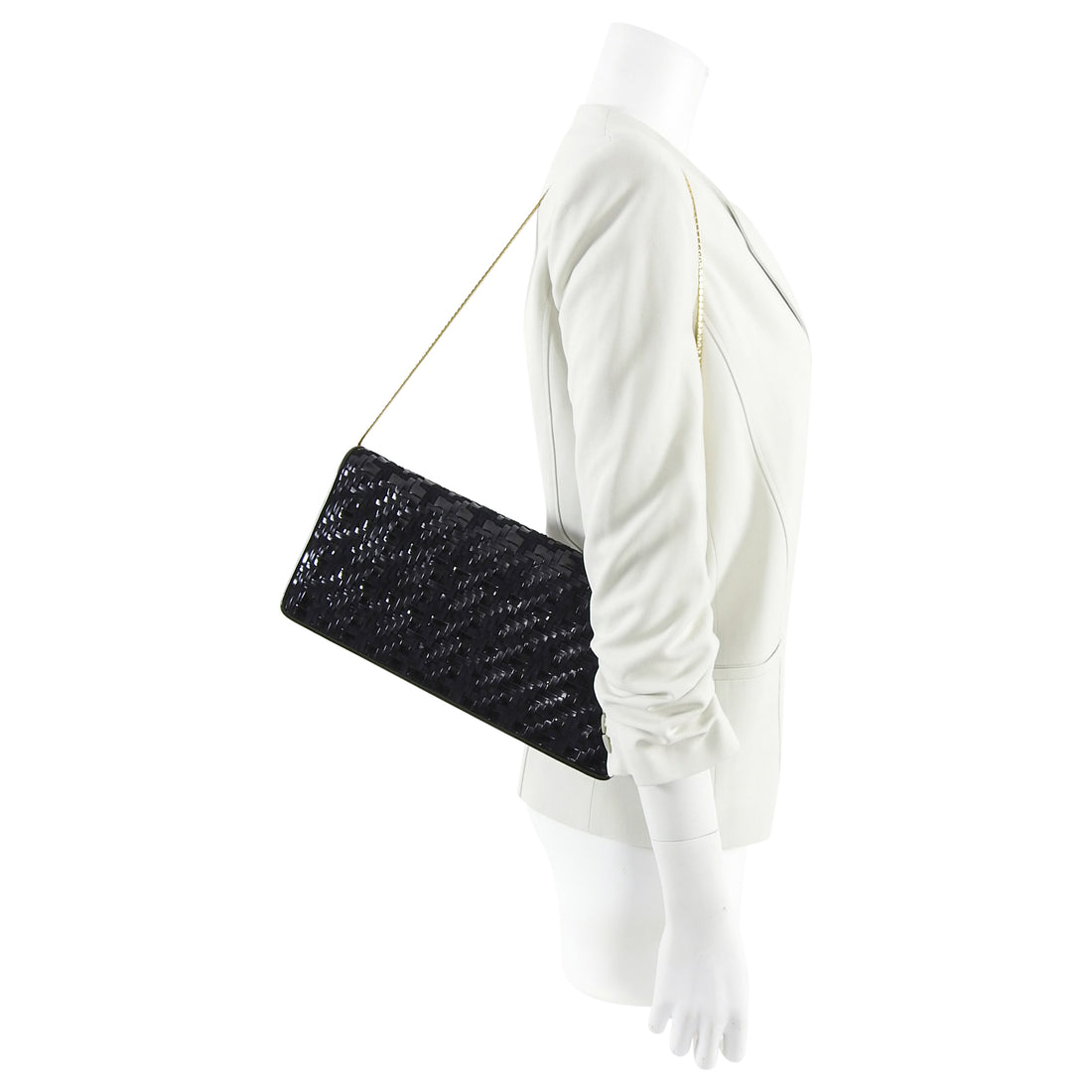 Judith Lieber 1970's Black Woven Rectangular Clutch / Shoulder Bag