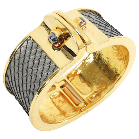 Kara Ross Python and Onyx Cuff Bracelet