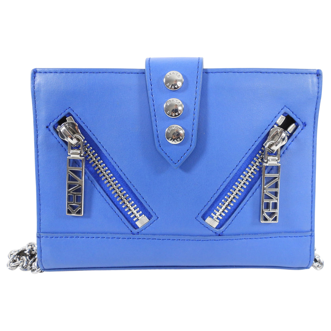 Kenzo Blue Leather Small Crossbody Wallet on Chain