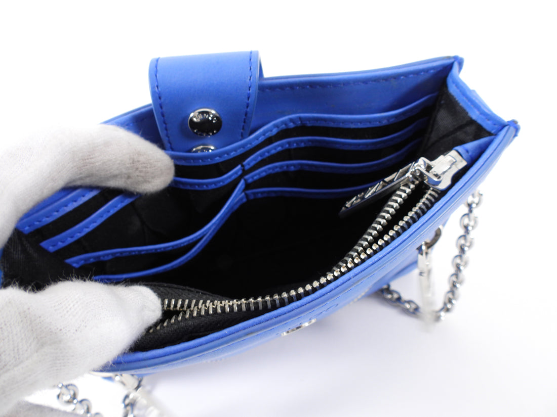 Kenzo Blue Leather Small Crossbody Wallet on Chain