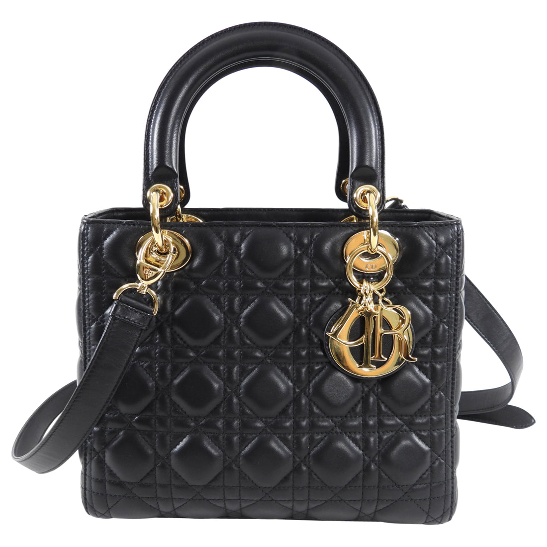 Lady dior black online lambskin