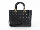 Dior Lady Dior Large Black Lambskin Cannage Tote Bag