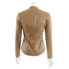 Lafayette 148 Light Brown Leather Zip Up Jacket - XS