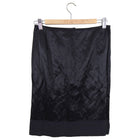 Lanvin Black Satin Wrinkle Pencil Skirt with Silk Hem - FR36 / 4
