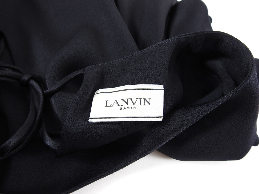 Lanvin Black Ruffle Sleeve Rayon Top - FR38 / 6