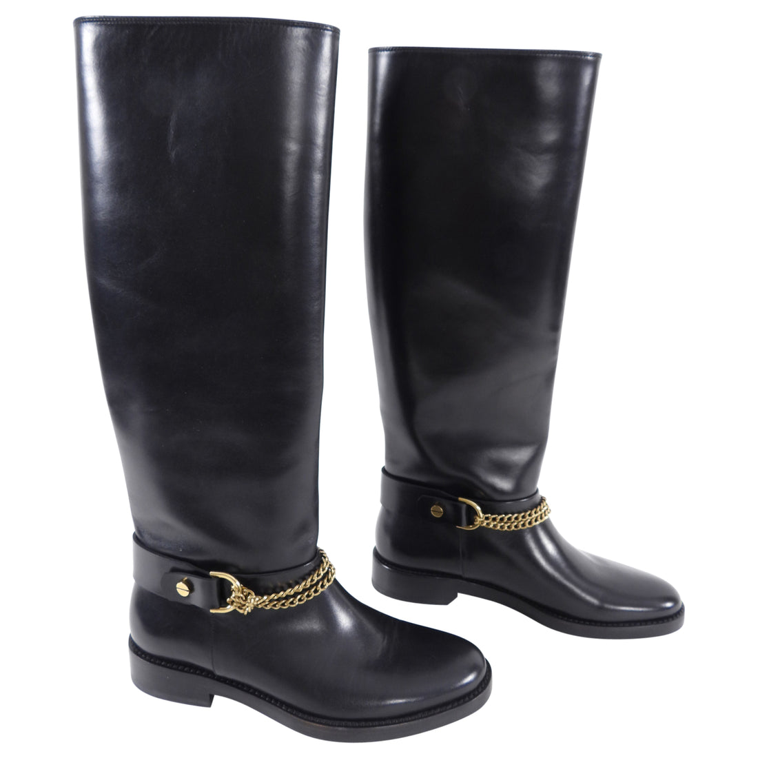 Lanvin Black Leather Tall Riding Boots - 37