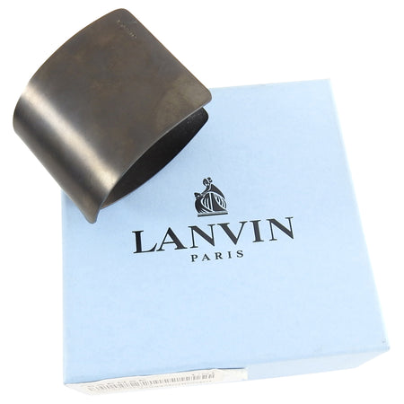 Lanvin Gunmetal Stainless Metal Modernist Cuff Bracelet 
