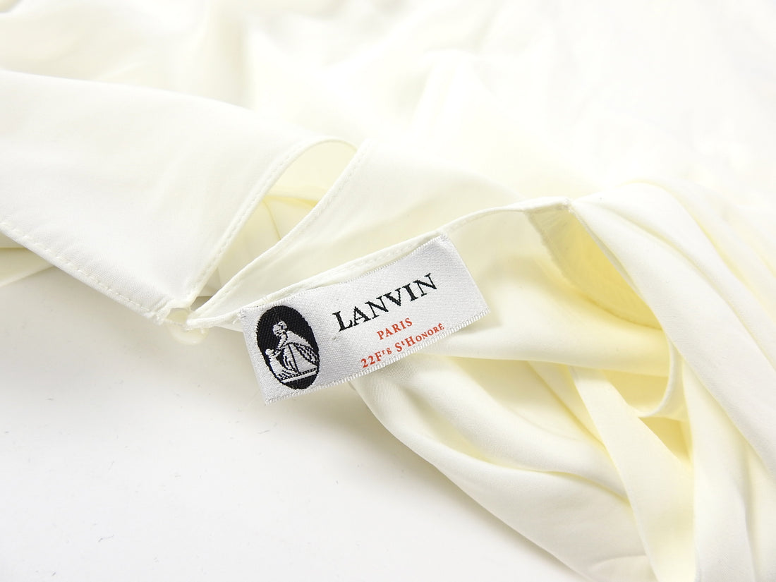 Lanvin Ivory Twist Sleeveless Crinkled Caddy Top - 38 / 6
