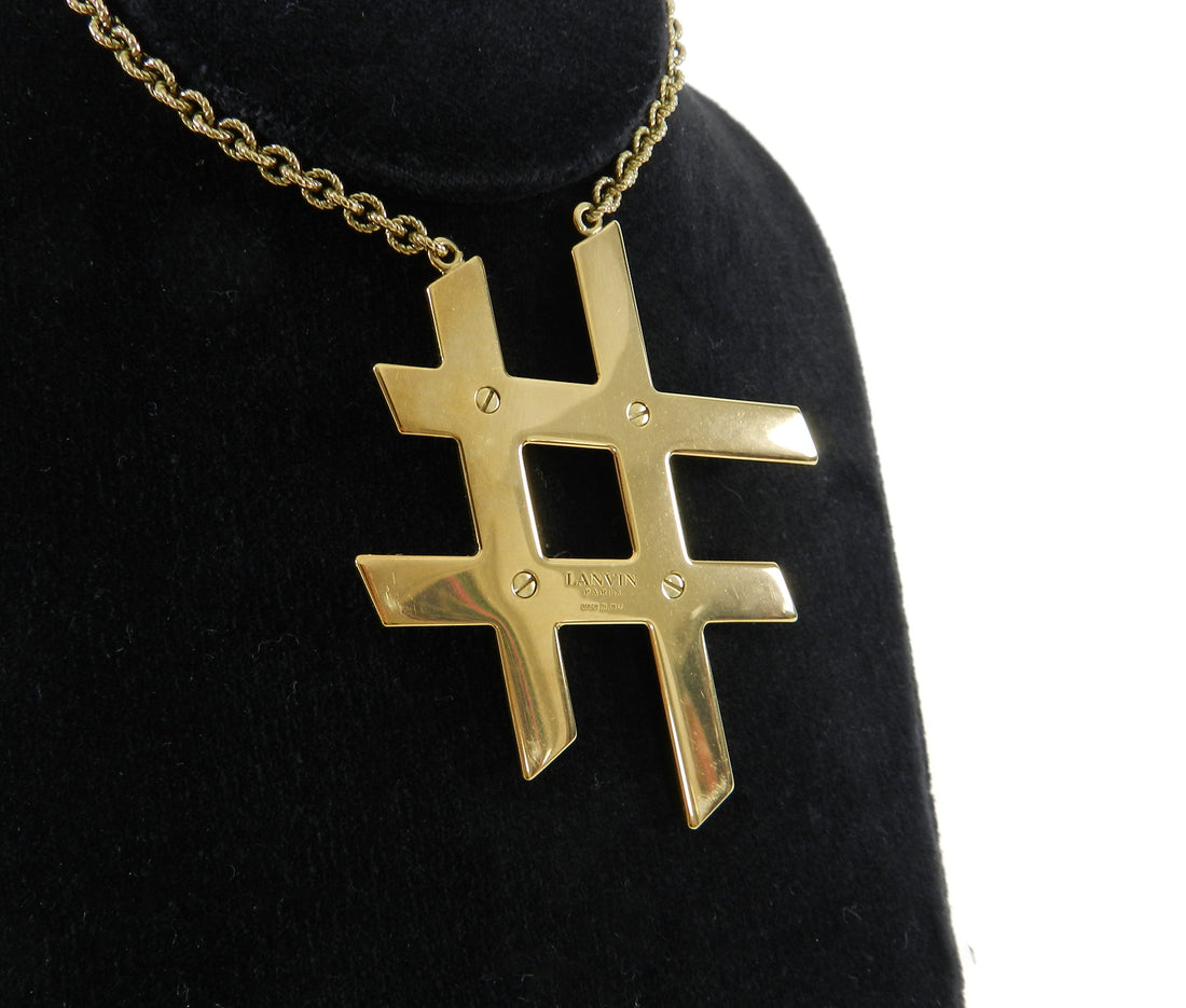 Lanvin “iconic” Gold Hashtag Pendant Necklace