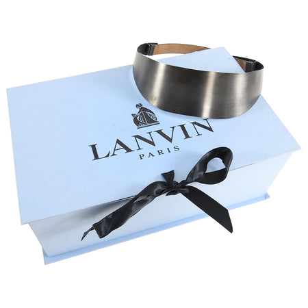Lanvin Gunmetal Stainless Metal Modernist Collar Necklace 