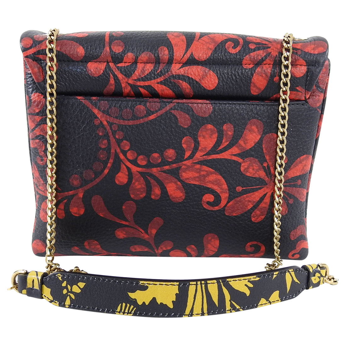 Lanvin Red and Yellow Floral Crossbody Leather Small Bag