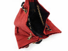 Lanvin Red Satin Quilted Chain Strap Tote Bag