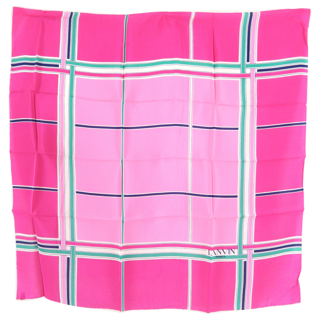 Lanvin Vintage 1970's Pink Geometric Small Silk Scarf