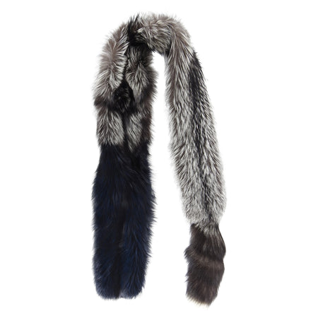 Lanvin Fall 2010 Silver Fox and Navy Fur Extra Long Stole Scarf