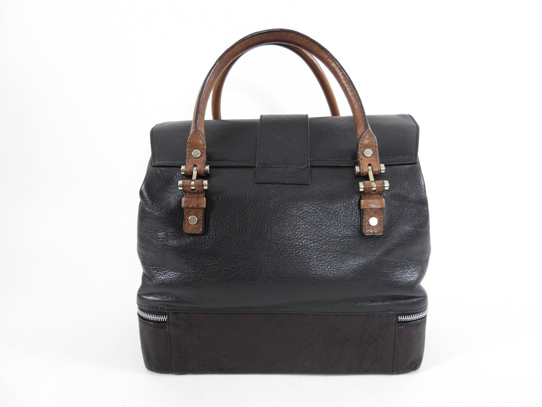 Lanvin Black Leather Top Handle Train Case Bag