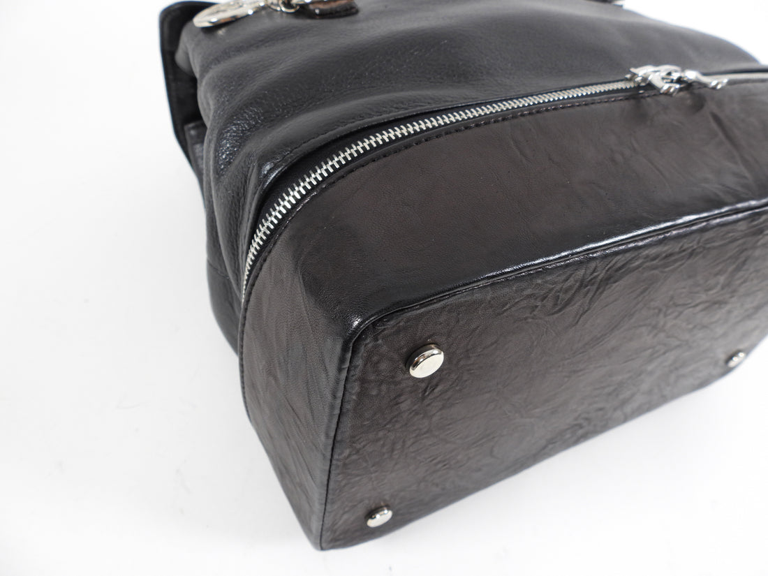 Lanvin Black Leather Top Handle Train Case Bag