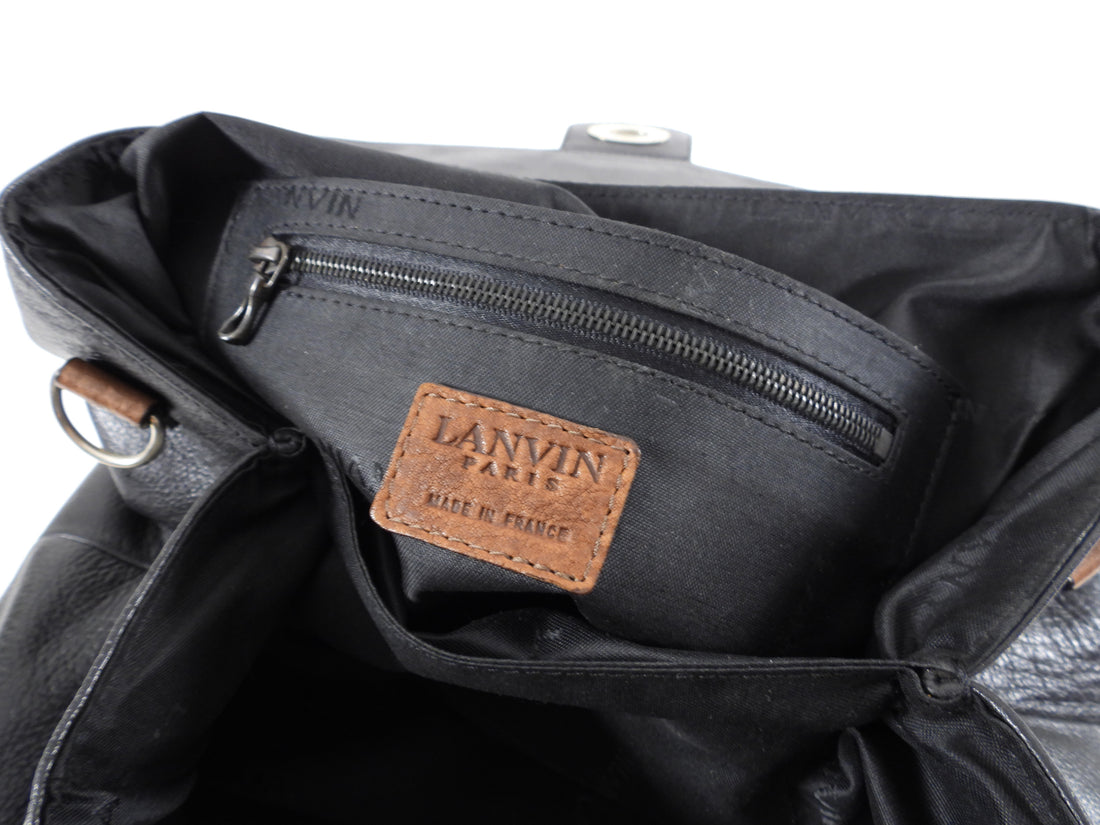 Lanvin Black Leather Top Handle Train Case Bag