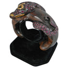 Lotus Arts de Vivre Gold, Pink Sapphire and Ebony Snake Cuff Bracelet