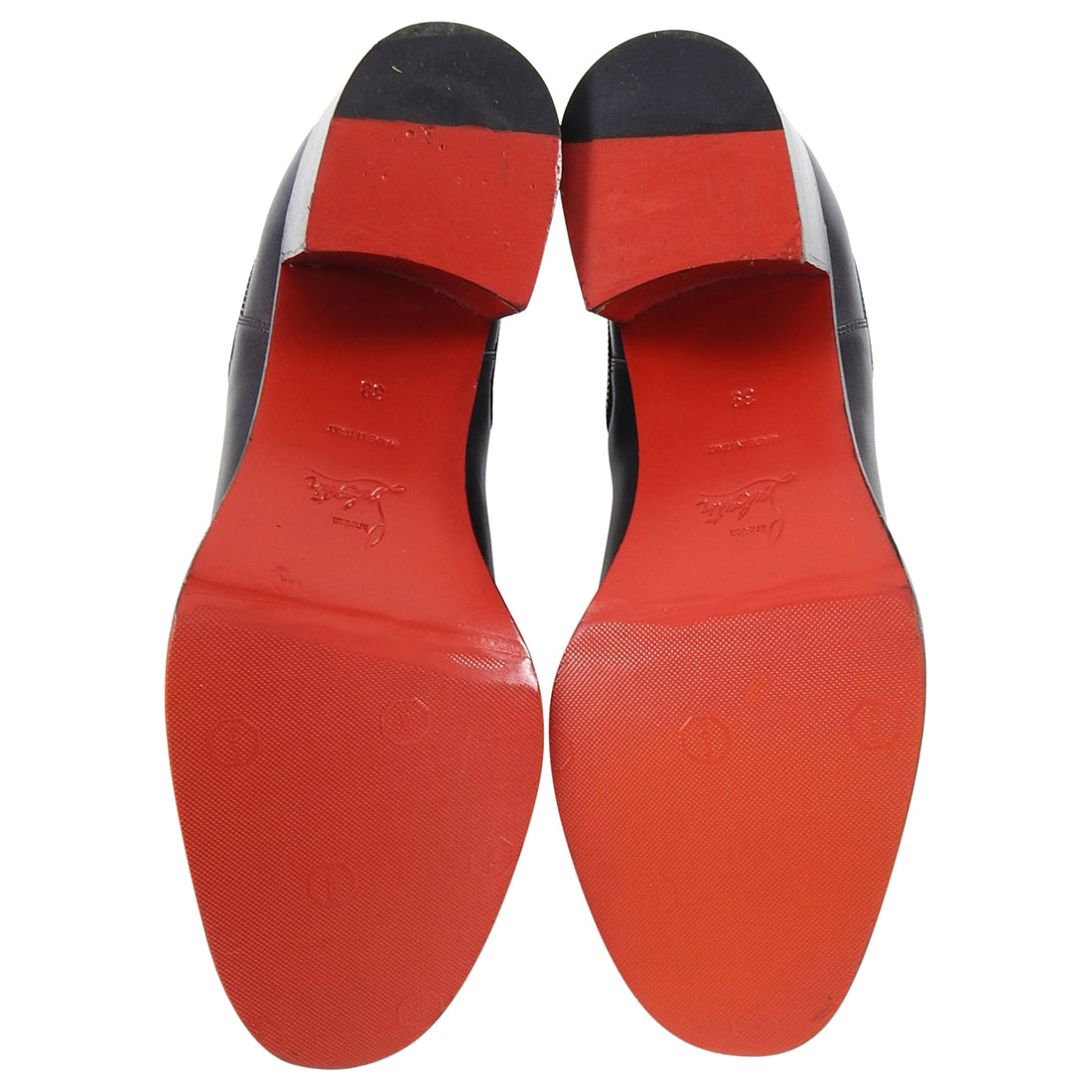 Louboutin Otaboo 70cm Black Chain Trim Spike Toe Ankle Boots - 8