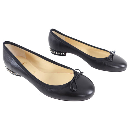 Louboutin Black La Massine Ballet Flats with Stud Heel - 37.5 / 7.5