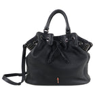 Christian Louboutin Black Leather Drawstring Studded Bag