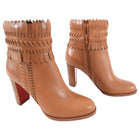 Christian Louboutin Tan Brown Fringe Leather Ankle Boots - 36 / 5.5