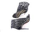 Louboutin Black Leather Millle Cinq 100 Caged Heels - 37